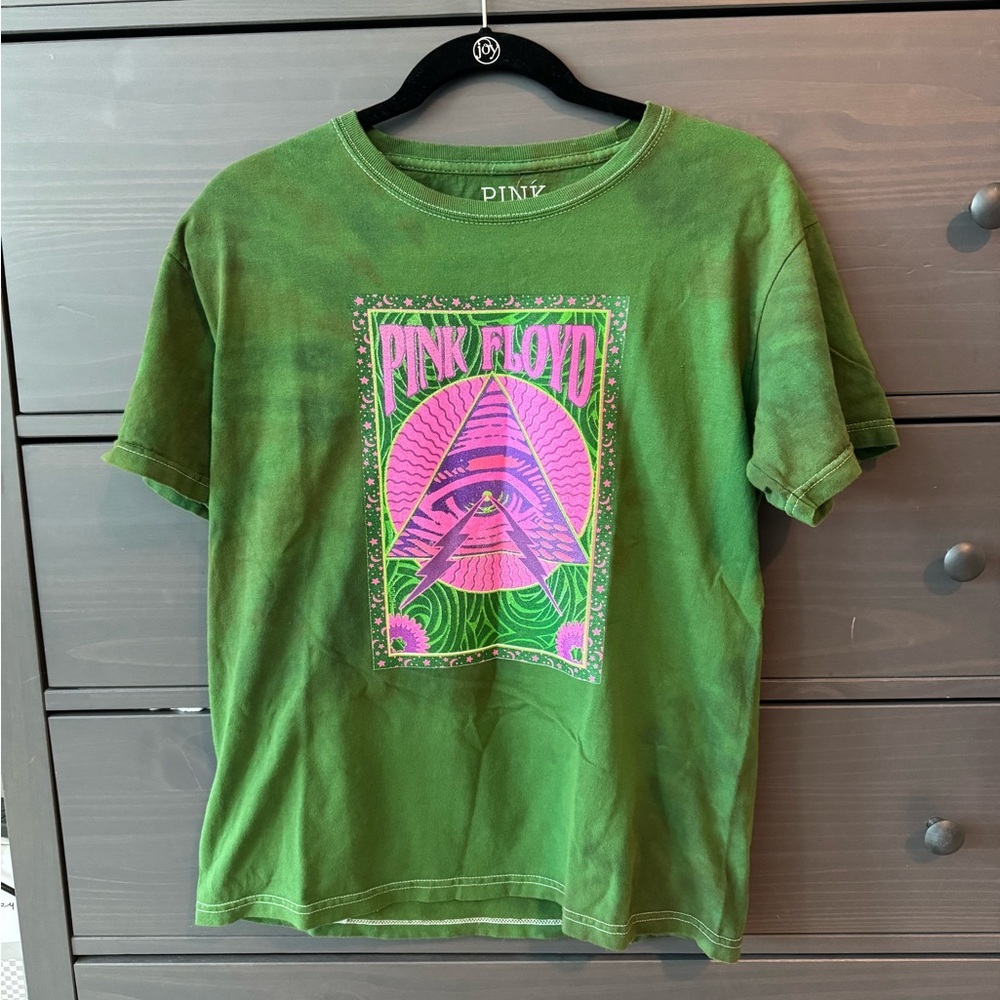 NWT Pink Floyd Tee in Green Tie Dye with Pink Accents